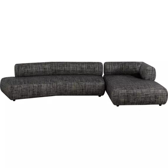 Canapé d’angle droit 4 places en polyester noir et blanc