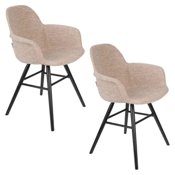 2 chaises avec accoudoirs en tissu beige