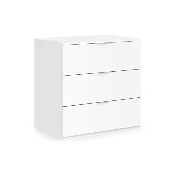 Commode 3 tiroirs effet bois blanc