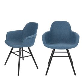 2 chaises avec accoudoirs en tissu bleu pétrole
