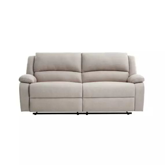 Canapé relax manuel 3 places avec 2 assises XXL en tissu – Beige