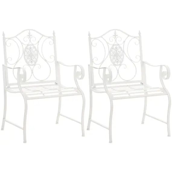 Lot 2 chaises de jardin en métal Blanc