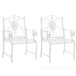 Lot 2 chaises de jardin en métal Blanc