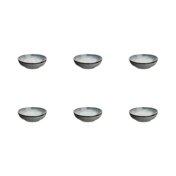 Lot de 6 petites assiettes en grès gris D10