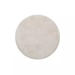 Tapis de bain microfibre rond très doux uni blanc crème D90