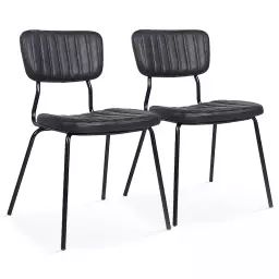 Lot de 2 chaises en textile enduit noir