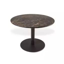 Table ronde Slab en Pierre, Fer laqué époxy – Couleur Marron – 89.63 x 89.63 x 75 cm