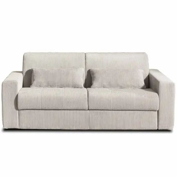 Canapé d&rsquo;angle gauche convertible 4 places Velours côtelé Beige