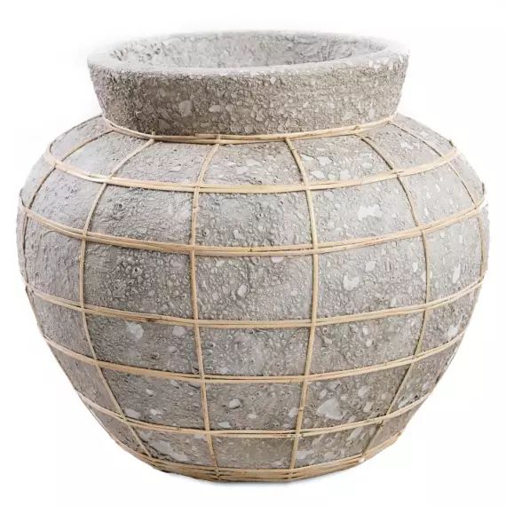 Vase en terre cuite gris naturel H27
