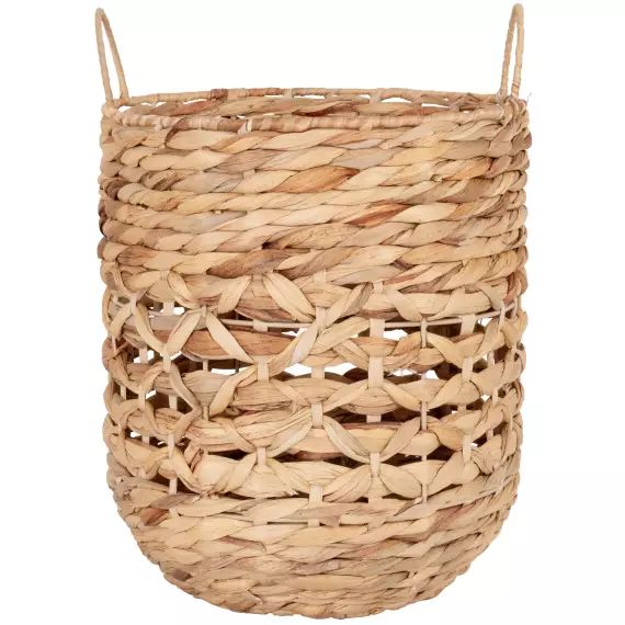 Panier de rangement à anses en jacinthe d’eau beige