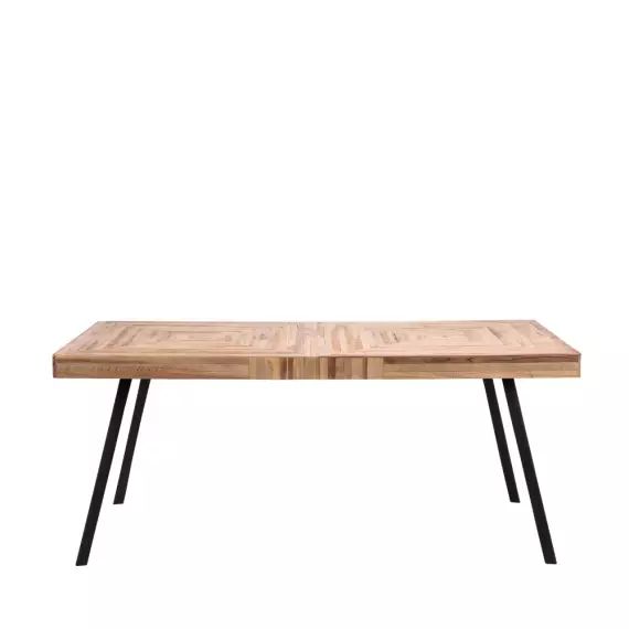 Pamenang – Table à manger en métal et teck recyclé 180x90cm – Couleur – Bois foncé / noir