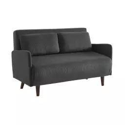 Canapé convertible 2 places velours côtelé gris foncé