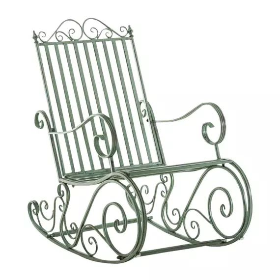 Chaise à bascule d&rsquo;extérieur en métal Vert antique