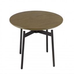 Table d’appoint ronde marron foncé D55 pieds métal noir