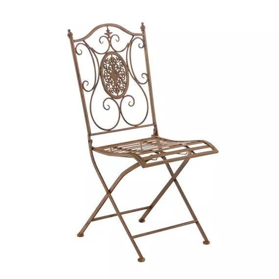 Chaise de jardin pliable en métal Marron antique