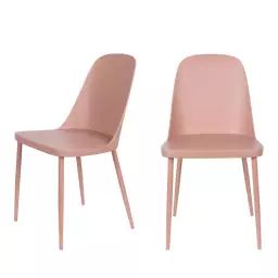 Pip – Lot de 2 chaises en résine et métal – Couleur – Rose