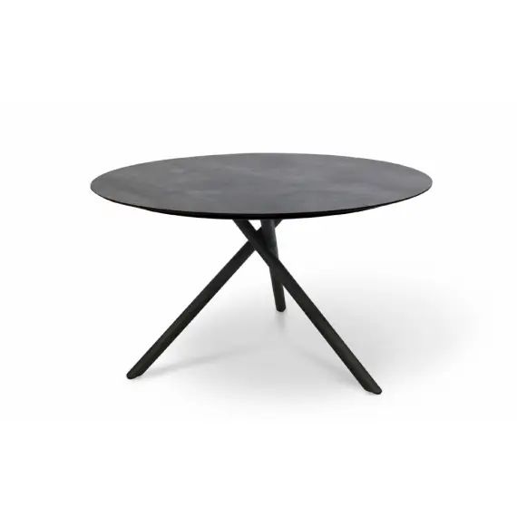 Table de jardin ronde en aluminium gris anthracite