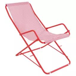 Chaise longue pliable Bahama en Métal, Toile – Couleur Rouge – 59.44 x 58 x 95 cm