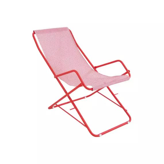 Chaise longue pliable Bahama en Métal, Toile – Couleur Rouge – 59.44 x 58 x 95 cm