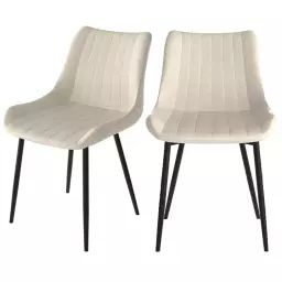 Chaise en tissu beige et métal noir (x2)