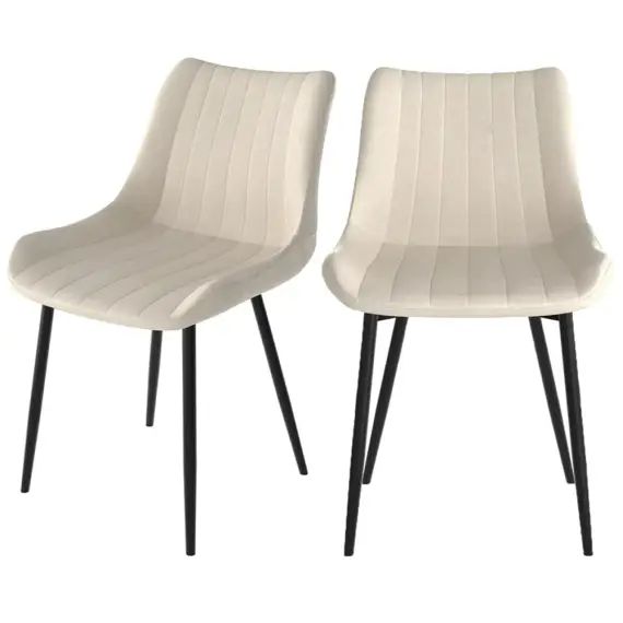 Chaise en tissu beige et métal noir (x2)