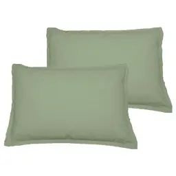 Lot de 2 taies d’oreiller en coton sauge 50×70 cm