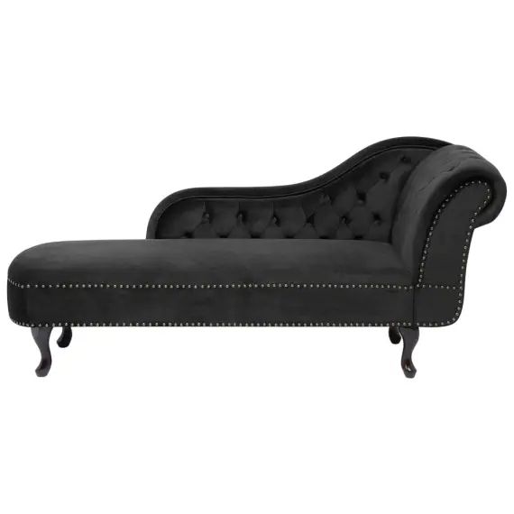 Méridienne Chesterfield côté droit en velours noir