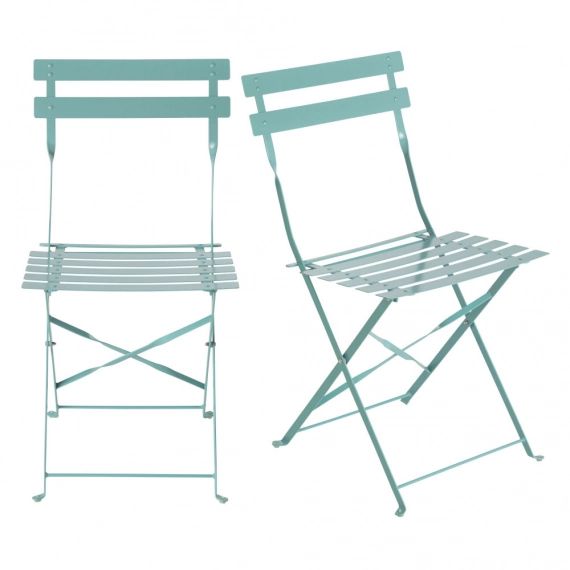Chaises de jardin en métal bleu turquoise (x2) Guinguette