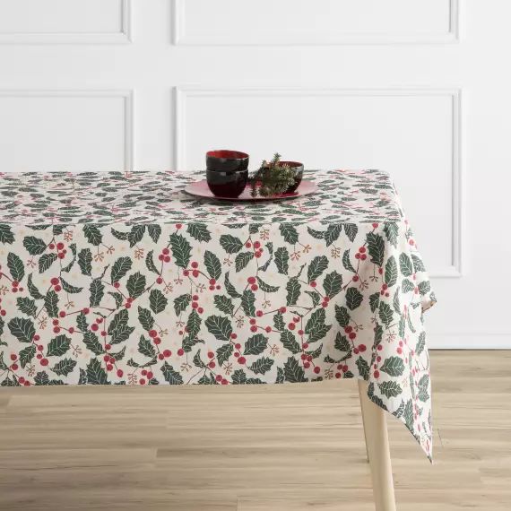 Nappe multicolore imprimée anti-taches coton 140×140 cm