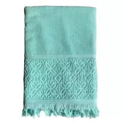 Serviette de bain éponge velours Romance aqua 90×170