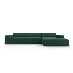 Canapé d’angle 4 places en tissu structuré vert