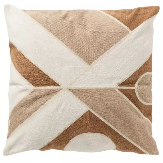 Housse de coussin beige en coton-45×45 cm avec motif