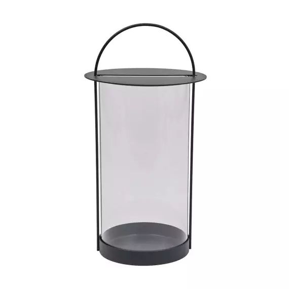 Lanterne noir en métal et en verre Ø25xH48cm