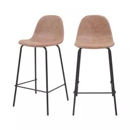 Chaise de bar mi-hauteur 65 cm marron clair (lot de 2)