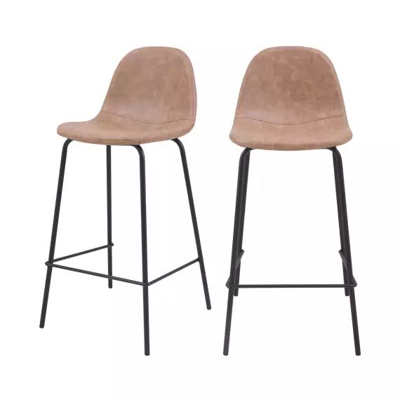 Chaise de bar mi-hauteur 65 cm marron clair (lot de 2)