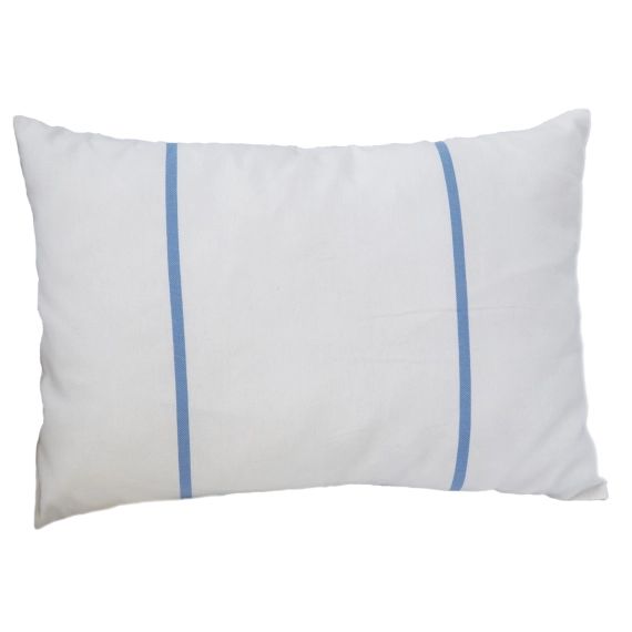 CARTHAGE – Housse de coussin coton rayures bleu fond blanc 35 x 50