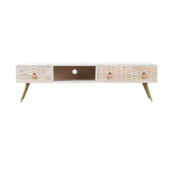 Meuble TV en bois blanc 146 cm