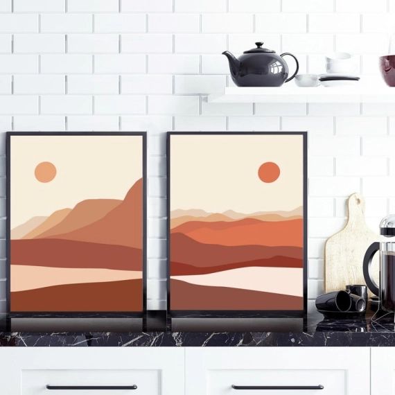 Affiche Montagnes, orange l.30 x H.40 cm