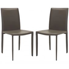 Chaise de table en métal et cuir gris charbon (x2)