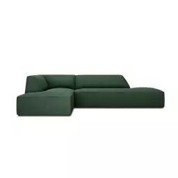 Canapé d’angle gauche 4 places en tissu structurel vert