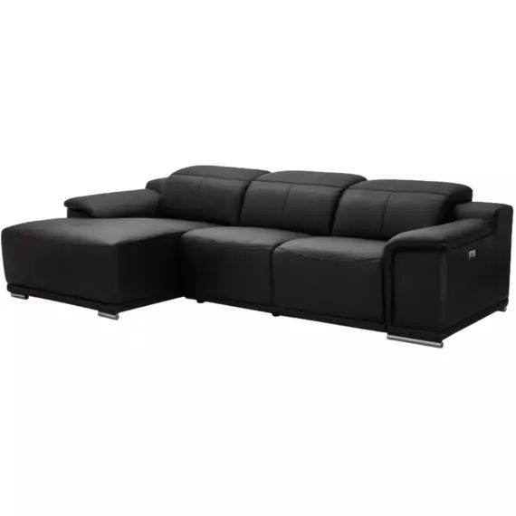 Canapé d’angle 3 places en cuir noir