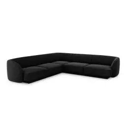Canapé d’angle symétrique 5 places en tissu chenille noir