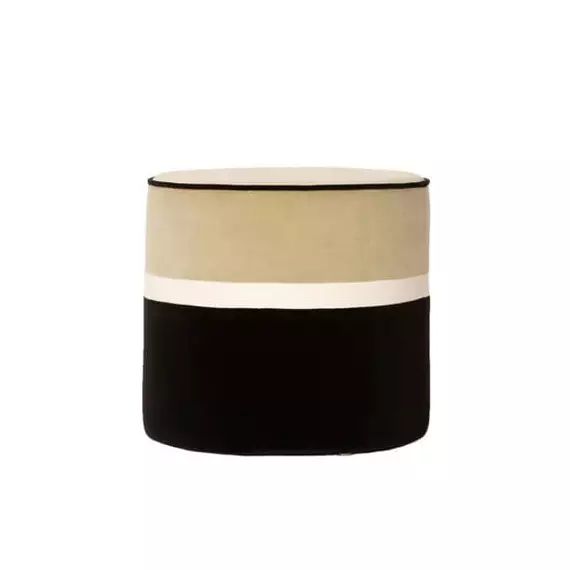 Pouf Léo en Tissu, Bois – Couleur Noir – 49.32 x 49.32 x 43.5 cm – Designer Sarah Lavoine