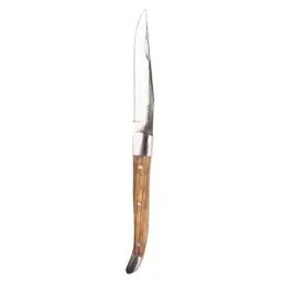 Lot de 6 couteaux à steak en acier et bois marron l 23 cm