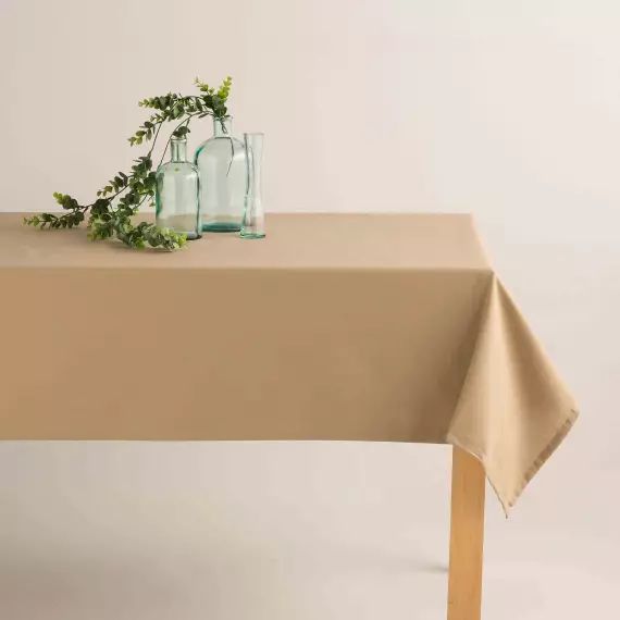 Nappe en coton biologique beige avec anti-taches 140×200 cm