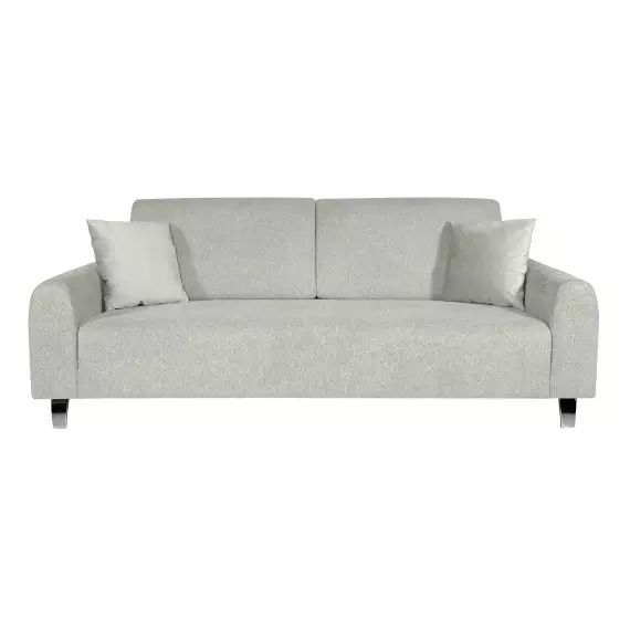 Canapé fixe 3 places  en tissu gris clair