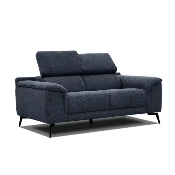 Canapé droit 2 places tissu bleu foncé