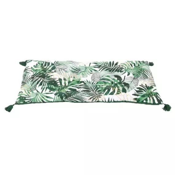 Coussin de sol Jungle, blanc et vert l.60 x H.120 cm