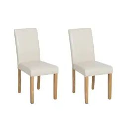Lot de 2 chaises de salle à manger en simili-cuir beige
