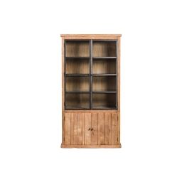 Buffet vaisselier en bois recyclé/métal 4 portes éclairage LED